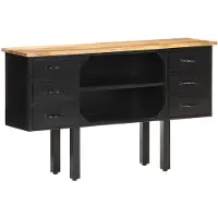 vidaXL Dressoir 110x30x65 cm massief ruw mangohout en staal