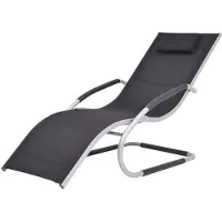 vidaXL Ligbed met kussen aluminium en textileen zwart