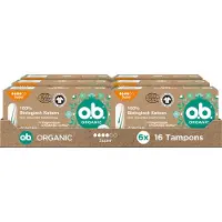 O.B. Organic Super - biologische tampons - tampon zwaardere menstruatiedagen - 100% biokatoen - 6 x 16 stuks