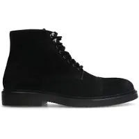 Manfield Zwarte suède veterboots | Maat 40
