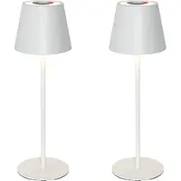 QAZQA Set van 2 tafellampen wit met dimmer en oplaadbare RGBW - Murdock