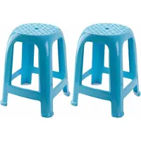 PlasticForte Krukje - 2x stuks - Lichtblauw - kunststof - 46,5 cm - keuken/badkamer opstapje