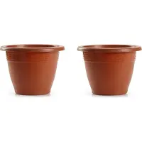 PlasticForte Plantenpot - 5x stuks - terracotta bruin - 20x15 cm - bloempot - kunststof - rond