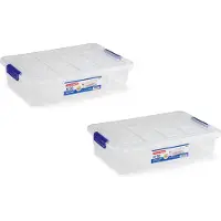 PlasticForte Opbergbox met deksel - 5x stuks - 5 liter - organizer - transparant - opberger - 26 x 40 x 8,5 cm