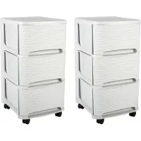 Eda 2x stuks ladenkast organizers wit 3x lades met wieltjes L32 x B37 x H61 cm - Opruimen/opbergen laatjes
