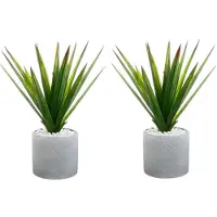 Atmosphera Set van 2x stuks Aloe Vera kunstplanten in keramische pot 47 cm - Nepplanten