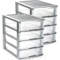 PlasticForte Ladeblok/bureau organizer met 2x lades - grijs/transparant - L35,5 x B27 x H35