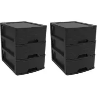 Eda Ladeblok/bureau organizer A5 - zwart - 2x lades - stapelbaar - L27 x B36 x H35 cm - Ladenblokken
