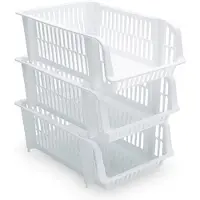 PlasticForte Stapelbare opbergmand - 9x - wit - 20L - kunststof - 43 x 32 x 16 cm