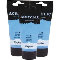 Rayher Hobby Materialen 3x tubes lichtblauwe acrylverf/hobbyverf op waterbasis 75 ml - Schilderen/knutselen - Voor kinderen en volwassenen