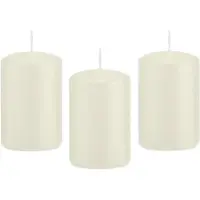 Trend Candles Cilinderkaars/stompkaars - 12x stuks - ivoorwit - 5 x 8 cm - 18 branduren - met brandvertragende folie