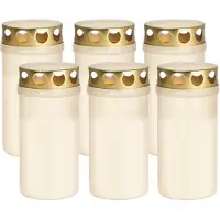 Trend Candles 6x Witte grafkaarsen/gedenklichten met deksel 6 x 12,6 cm 2 dagen - Gedenkkaars - Graflichten/herdenkingslichten