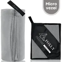 FOXLY Microvezel Handdoek 90x180 - Strandlaken - Badlaken - Reishanddoek Sneldrogend - Lichtgrijs
