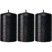 Trend Candles 3x Zwarte cilinderkaarsen/stompkaarsen 6 x 10 cm 25 branduren - Geurloze zwartkleurige kaarsen - Woondecoraties
