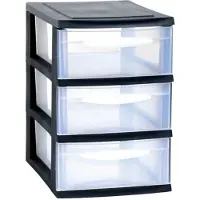 Eda Ladenkast/bureau organizer - zwart - stapelbaar - A5 formaat - met 3 lades - L18 x B28 x H28 cm - Ladenblokken