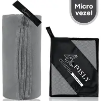FOXLY Microvezel Handdoek 100x200 - Strandlaken - Badlaken - Reishanddoek Sneldrogend - Donkergrijs
