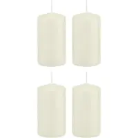 Trend Candles Cilinderkaars/stompkaars - 4x - ivoorwit - 6 x 12 cm - 40 branduren - met brandvertragende folie