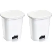 PlasticForte Pedaalemmer - 2x - wit - kunststof - 27L - 45 cm - afvalemmers/vuilnisemmers