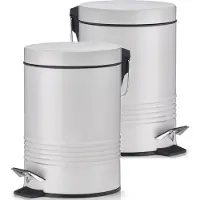 Zeller 2x Grijze vuilnisbakken/pedaalemmers 3 liter van 17 x 25 cm - - Huishouding - Badkameraccessoires/benodigdheden - Toiletaccessoires/benodigdheden - Kleine prullenbakken