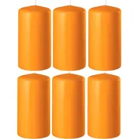 Enlightening Candles 8x Oranje cilinderkaarsen/stompkaarsen 6 x 8 cm 27 branduren - Geurloze kaarsen oranje - Woondecoraties