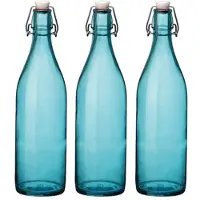 Huismerk Set van 3x stuks turqouise giara flessen met beugeldop -
