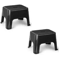 PlasticForte Keukenkrukje/opstapje - 3x stuks - 40 x 30 x 28 cm - zwart - Keuken/badkamer verhoger - max 150 kilo