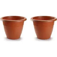 PlasticForte 6x stuks bloempotten terra cotta rond diameter 30 cm - Bloemen/plantenbak/plantenpotten van kunststof
