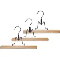 Zeller Kledinghangers - 12x stuks - 25 cm - hout/metaal - broekhangers/rokhangers - kledinghanger voor broeken/rokken