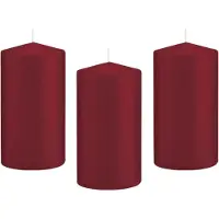 Trend Candles Cilinderkaars/stompkaars - 8x - bordeauxrood - 8 x 15 cm - 69 branduren - horeca kaarsen