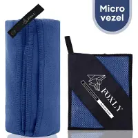 FOXLY Microvezel Handdoek 90x180 - Strandlaken - Badlaken - Reishanddoek Sneldrogend - Blauw