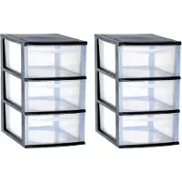 Eda 3x stuks ladenkast/bureau organizers zwart stapelbaar A4 met 3x lades L26 x B36 x H41 cm - Ladenblokken