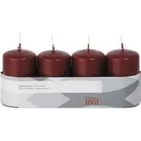 Trend Candles Cilinderkaarsen/stompkaarsen - set 4x - bordeauxrood - 5 x 8 cm - 18 branduren