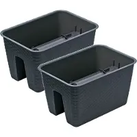 Prosperplast Kunststof plantenbak/bloembak Ratolla - 3x - rotan look - antraciet grijs - 40 x 17 x 15 cm