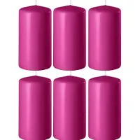 Enlightening Candles 6x Fuchsia roze cilinderkaarsen/stompkaarsen 6 x 10 cm 36 branduren - Geurloze kaarsen fuchsia roze - Woondecoraties