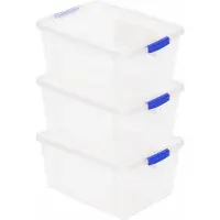 PlasticForte Opbergbox met deksel - 12x - 1 liter - transparant - kunststof - opbergkist