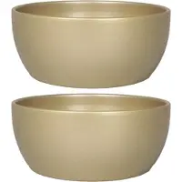 Floran 3x stuks bloempot/plantenpot schaal van keramiek in het parelgoud D18.5 en H8.5 cm - Binnen gebruik - Gladde afwerking