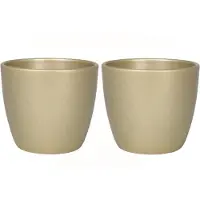 Floran Bloempot/plantenpot Boule - 3x - goud - keramiek - 10.5 x 8.5 cm