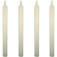 Cepewa Led dinerkaarsen - 4x stuks - LED-verlichting met timer - wit - 25 cm - op batterijen