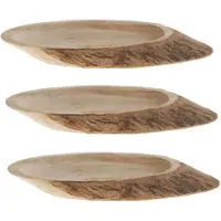 Season Deco Boomschijf - 3x - 31 x 3 cm - paulownia hout - ovaal - kaarsenbord - serveerplank - woondecoratie