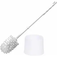 Merkloos Wc borstel/toiletborstel met standaard/houder rond van wit kunststof - Badkameraccessoireset