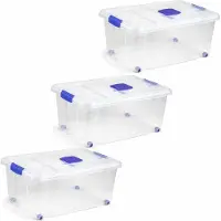 PlasticForte Opslagbak - 4x stuks - met deksel - 36L - 59 x 40 x 25 cm - transparant - opbergbak