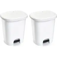 PlasticForte Pedaalemmer - Set 2x stuks - wit - 18 liter - 33x28x40 cm - kunststof - prullenbak