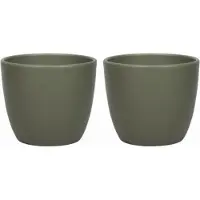 Floran Plantenpot - 3x - dennen groen - mat - keramiek - 15 x 13 cm - plantenpotten binnen