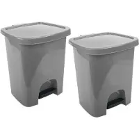 Hega hogar 2x Grijze pedaalemmers vuilnisbakken/prullenbakken 6 liter 21 x 23 x