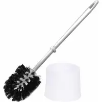 Merkloos Wc borstel/toiletborstel met standaard/houder rond van wit kunststof - Badkameraccessoireset