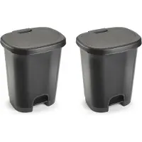 PlasticForte Pedaalemmer - 2x - grijs - kunststof - 27L - 45 cm - afvalemmers/vuilnisemmers