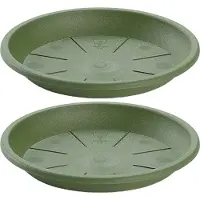 PlasticForte Opvangschaal Plantenpot - 3x stuks - groen - D40cm - onderbord - Kunststof - pot Dia 45/50 cm