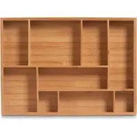 Zeller 2x Bruine lade organizer inzetbakken 9- vaks bamboe 44 x 32 cm - - Rommellade inzetbakken - Knutsel lades - Organizers - Vakken bakken van hout