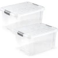 PlasticForte Opslagbakken met deksel - 4x stuks - 16 liter - 40 x 30 x 21 cm - Organizers - transparant - kunststof