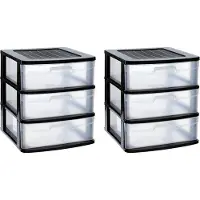 PlasticForte Ladeblok/bureau organizer - 2x lades - zwart/transparant - L40 x B39 x H49.5 cm - kunststof - ladekast